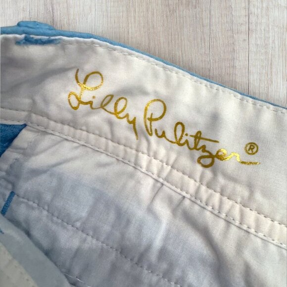 LILLY PULITZER Women's Light Blue Textured Preppy Callahan Shorts 0 - Picture 3 of 4
